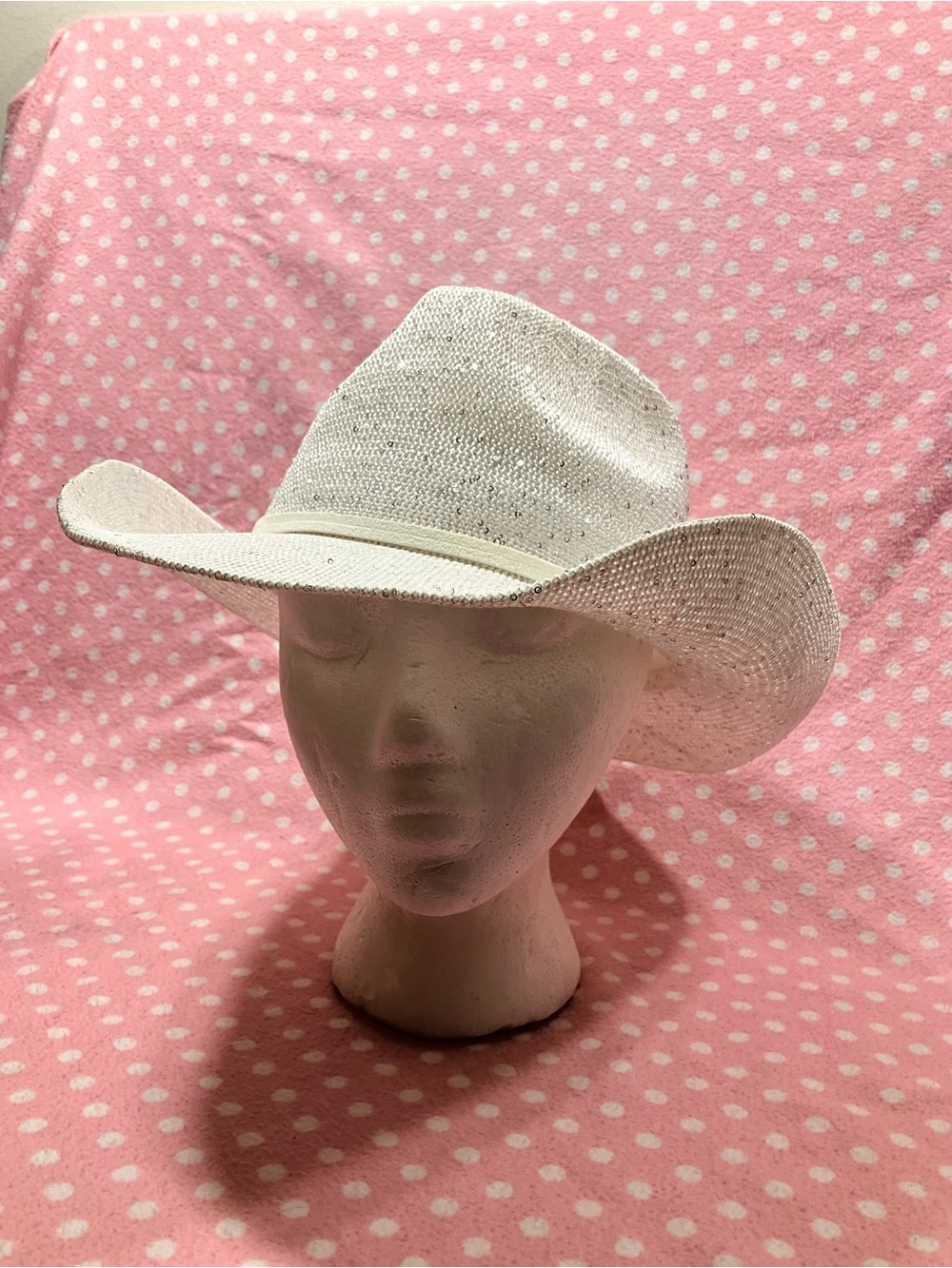 Stylish Women's White Straw Cowboy Hat - Picture 2 of 14